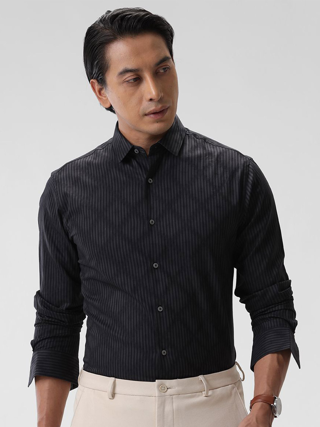 The Collection Men Striped  Full Sleeves, ButtonDown Collar Formal Shirt