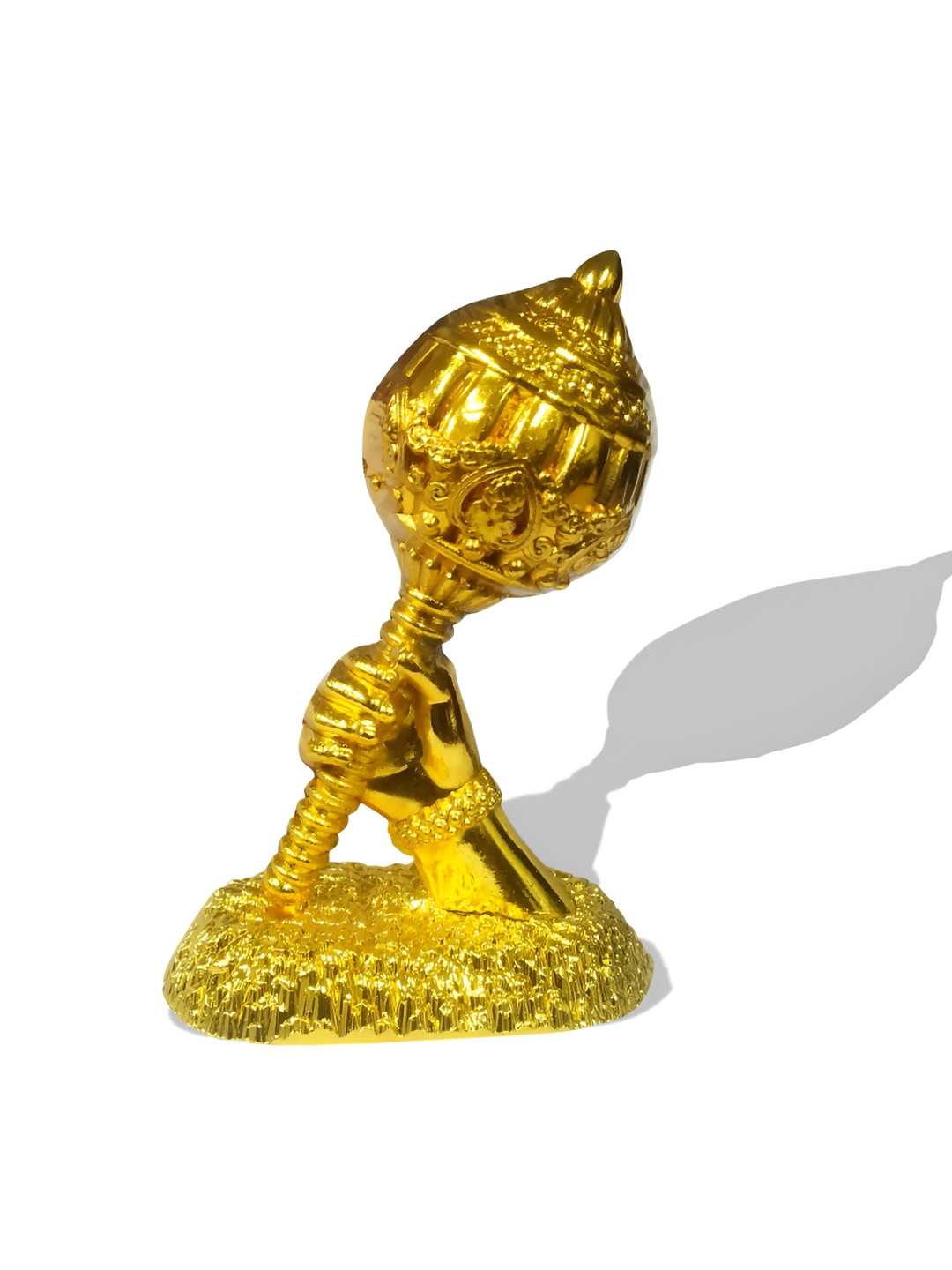 Adhvik Hamuman Gold Metal Metallic Prayer Room Tiny Showpiece - 3 Inches