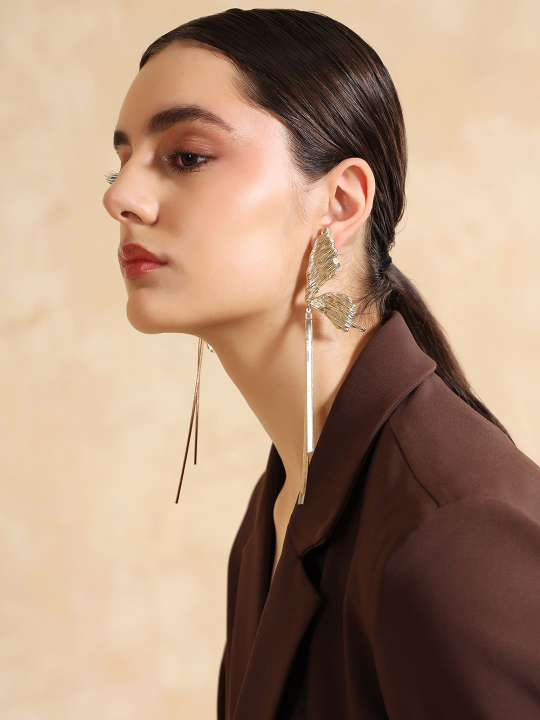 Kazo Gold-Plated Tassel Butterfly Drop Earrings