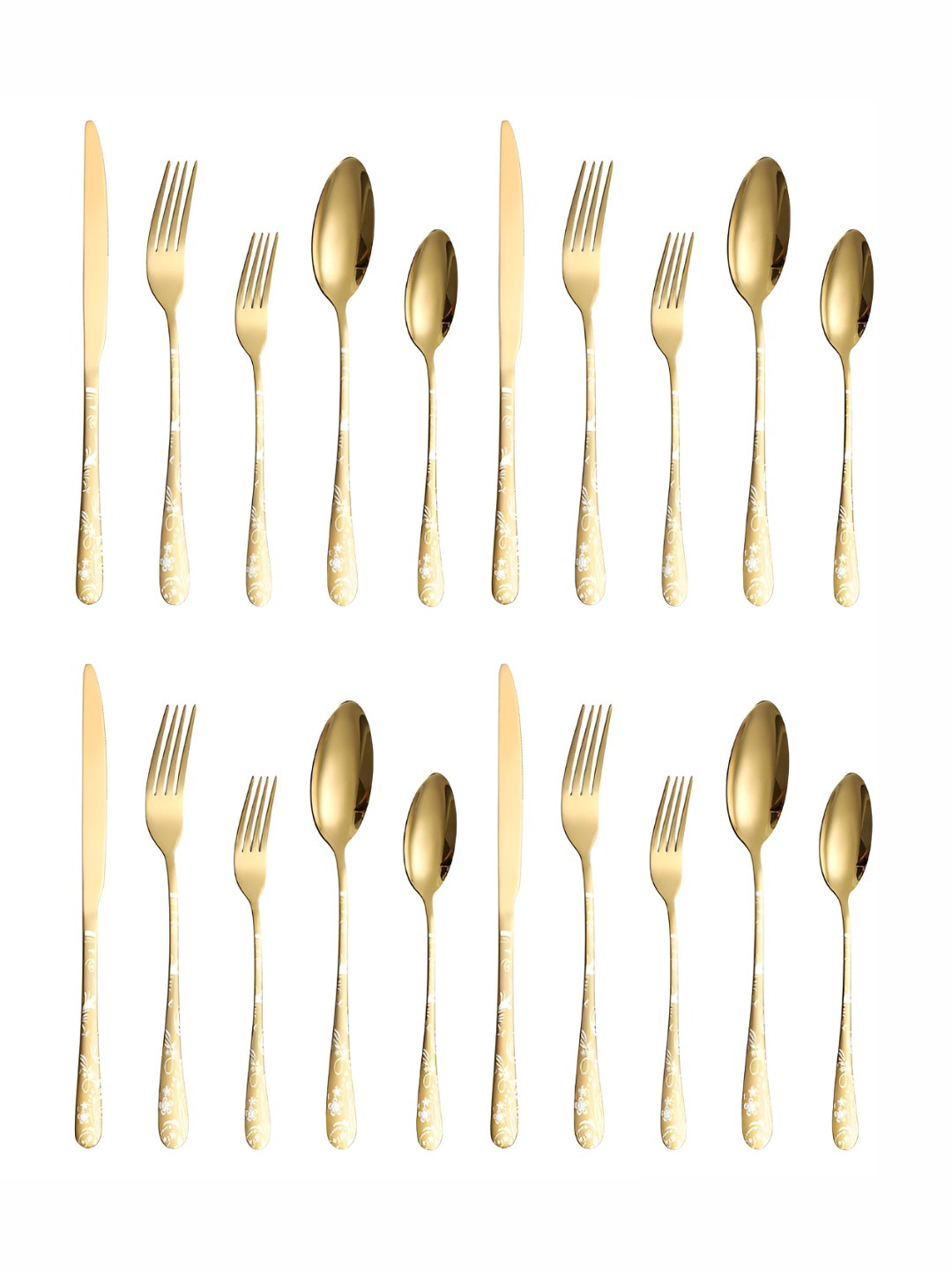 UniKart Gold-Toned 20 Pieces Stainless Steel Flatware Cutlery