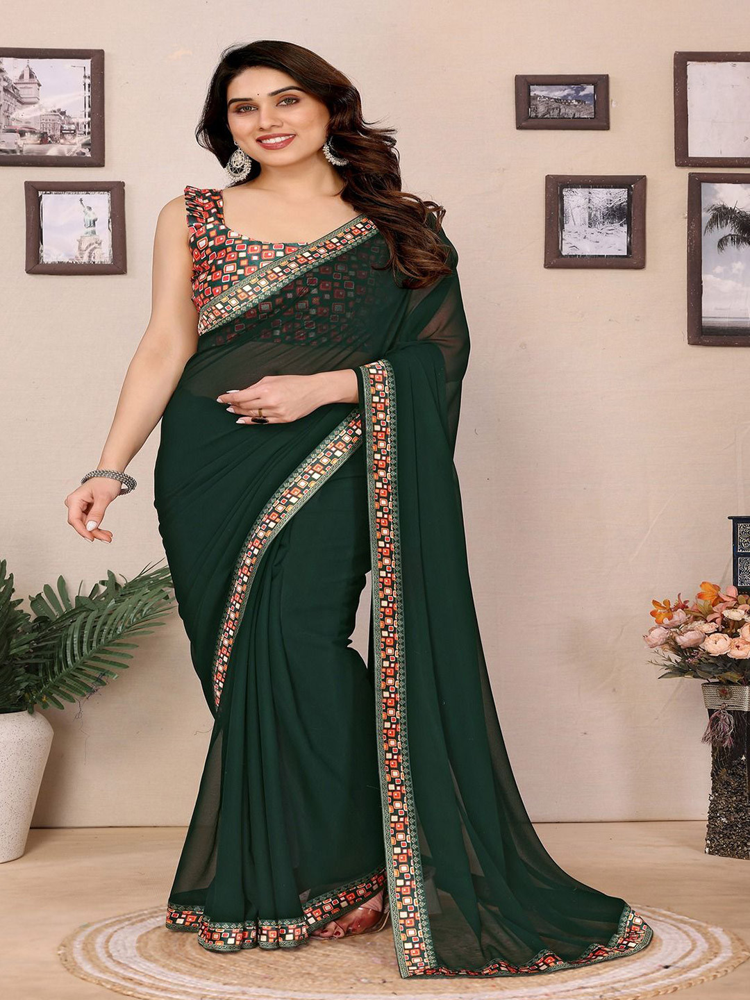 CATCHY FOREVER Poly Georgette Saree