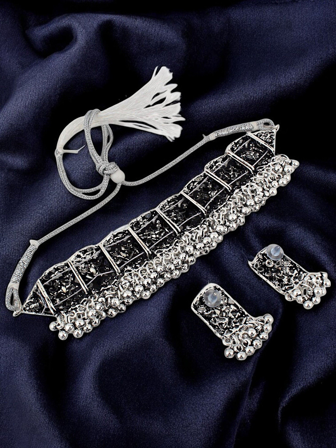 LUCKY JEWELLERY  Artificial Studded & Ghungroo Oxidised JewellerySet