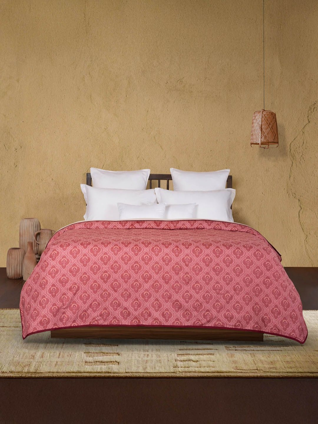 MYTRIDENT Pink & Red Ethnic Motifs Printed Cotton 176 TC AC Room Double Bed Dohar