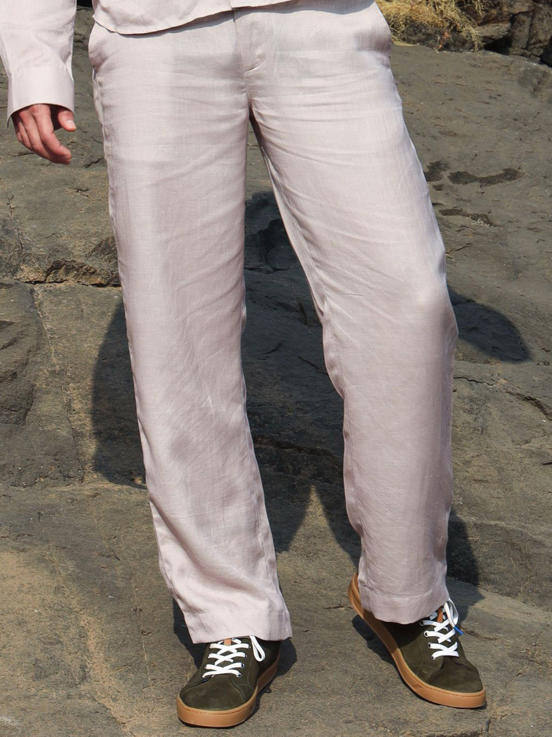 ROAR FOR GOOD Men Comfort-Fit Hemp Smart Casual Trousers