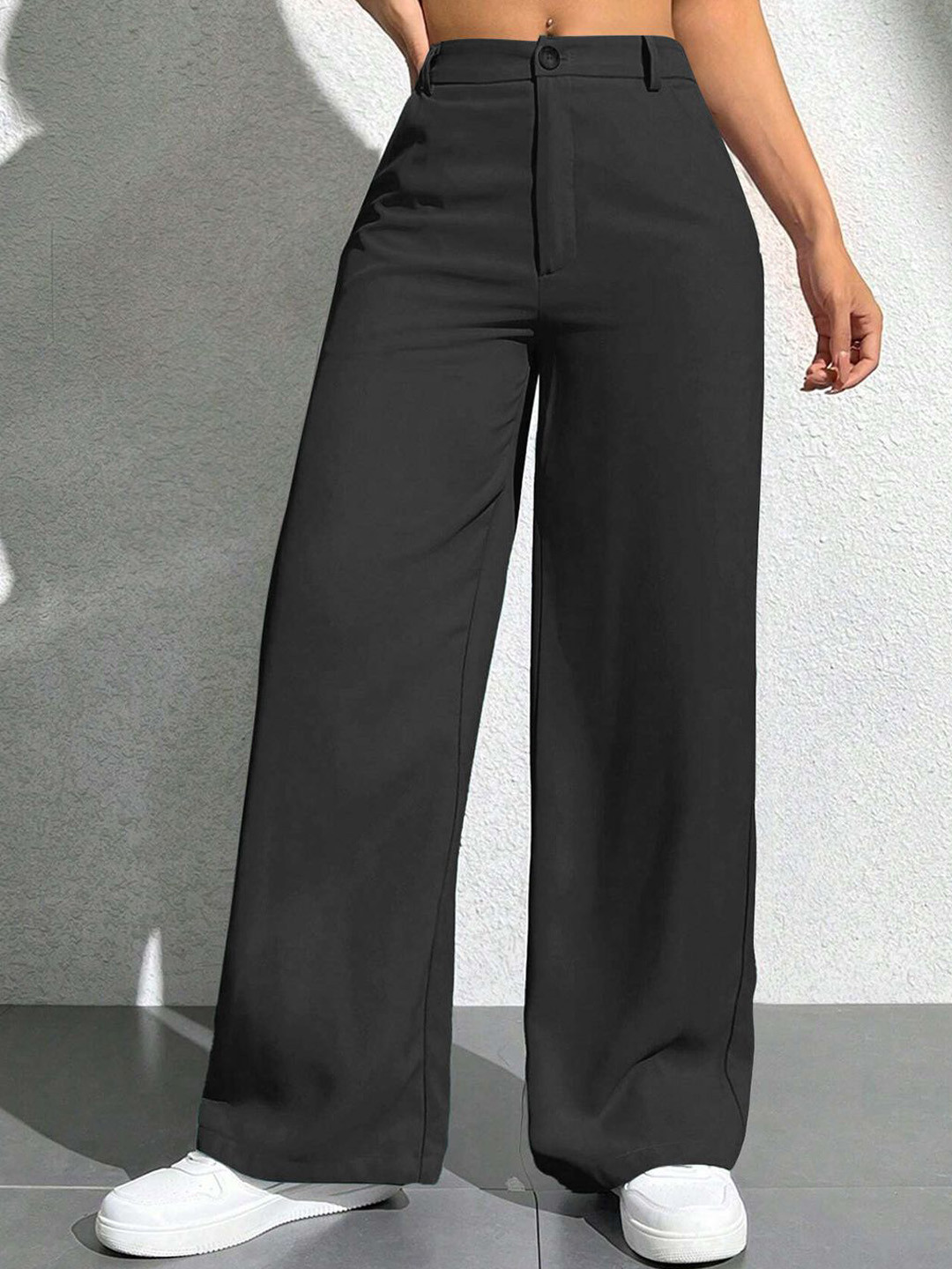 KERI PERRY Women Colourblocked Relaxed Straight Leg High-Rise Non Iron Trousers