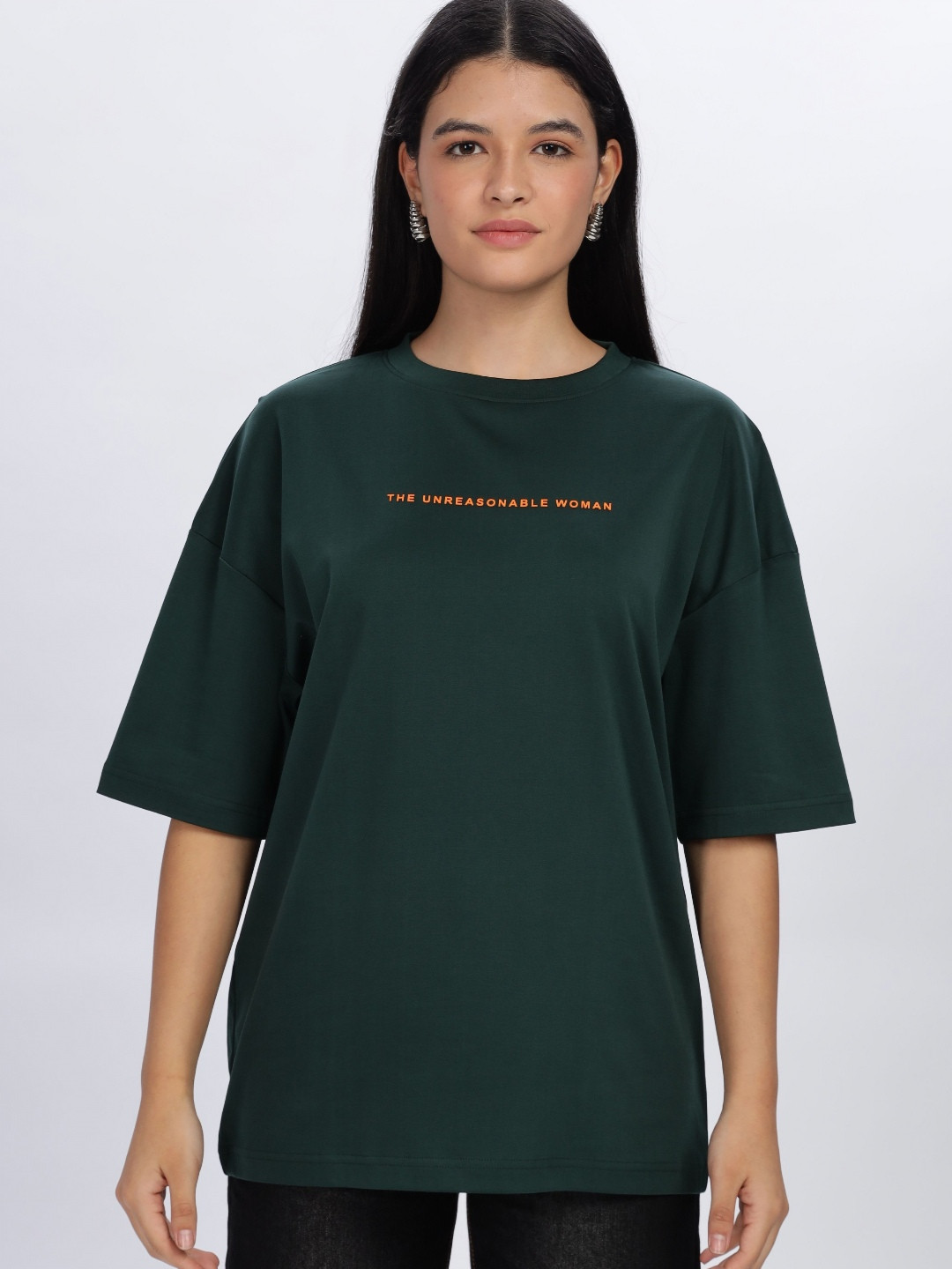 Sattired Women Supima Cotton Oversized Drop Shoulder T-shirt