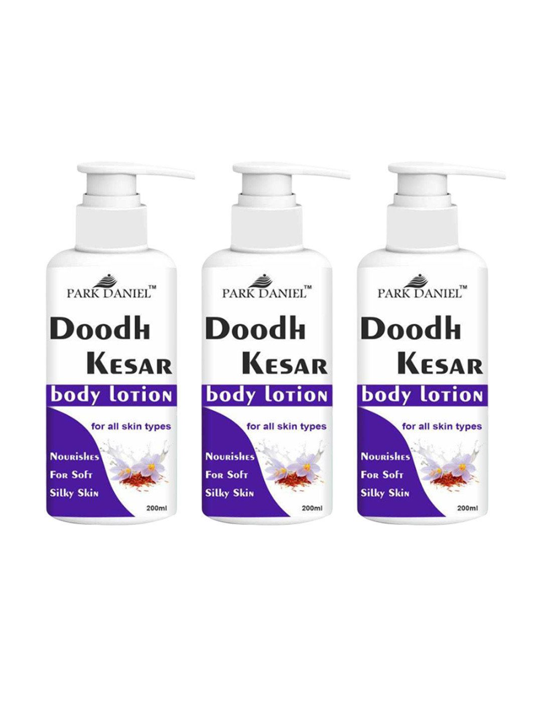 Park Daniel Set Of 3 Doodh Kesar Body Lotion For Soft & Moisturizing Skin - 200 ml Each