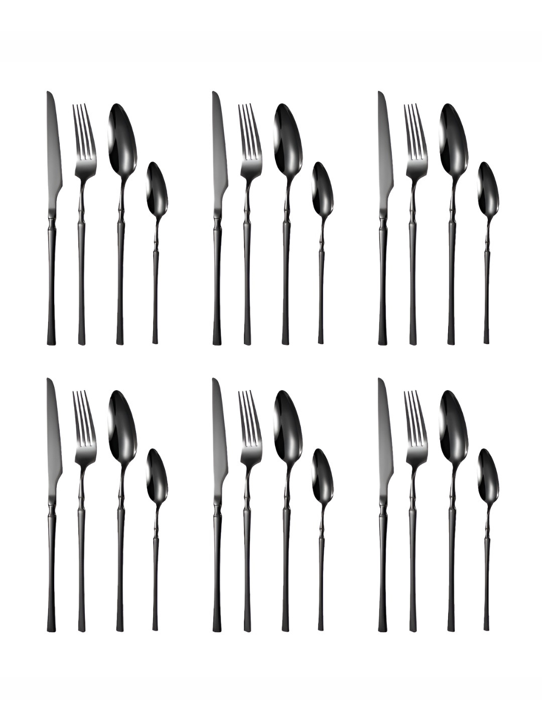 UniKart Korean Black 24 Pieces Stainless Steel Flatware Cutlery