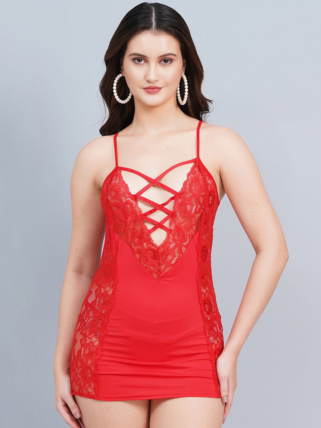 Broiden Women Lace Shoulder Straps Baby Doll