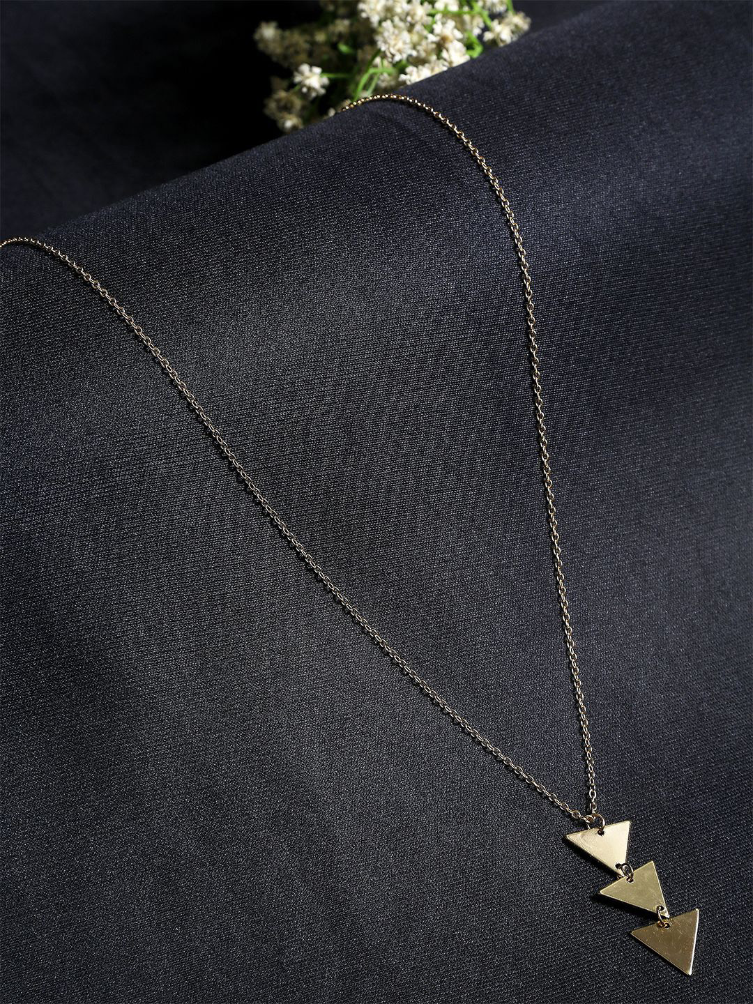 YouBella Gold-Plated Triangular Shaped Pendant With Chain