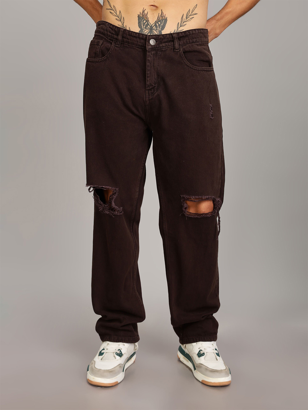 FOUL CHILD Men High-Rise Low Distress Jeans