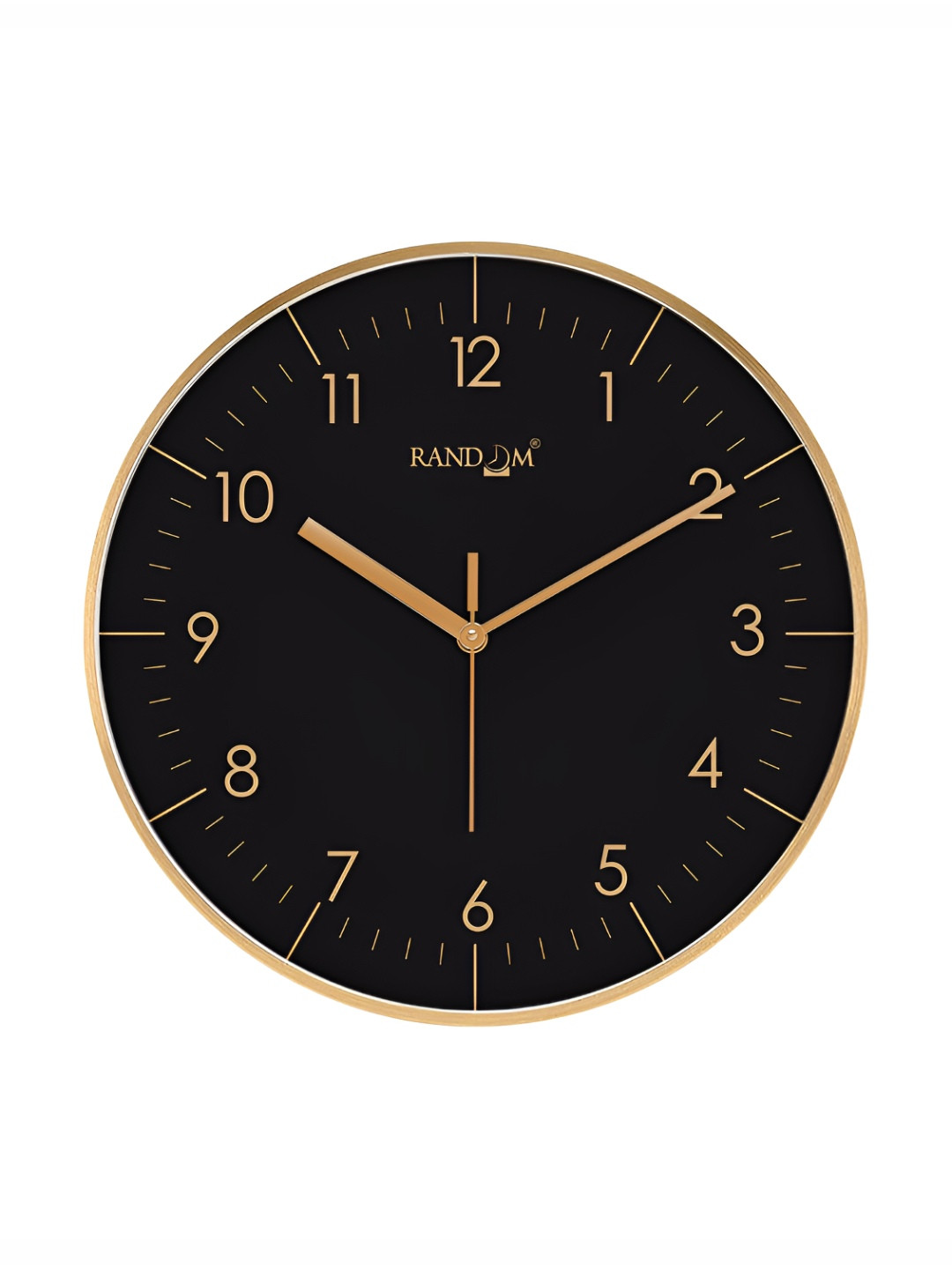 RANDOM Premium Collections Rose Gold & Black Printed Round Shaped Contemporary Wall Clock