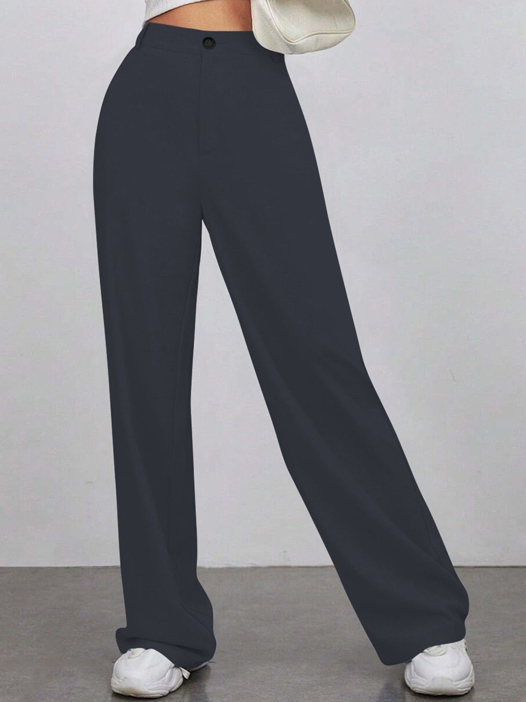 BAESD Women Relaxed Straight Leg High-Rise Non Iron Trousers