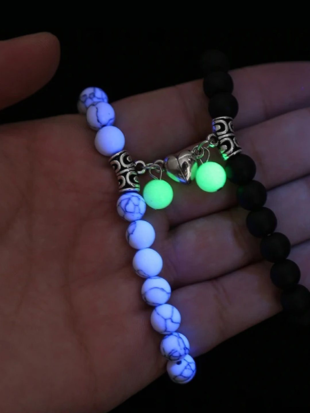 The Roadster Lifestyle Co. Men Set Of 2 Ceramic Beaded Glow Bracelet