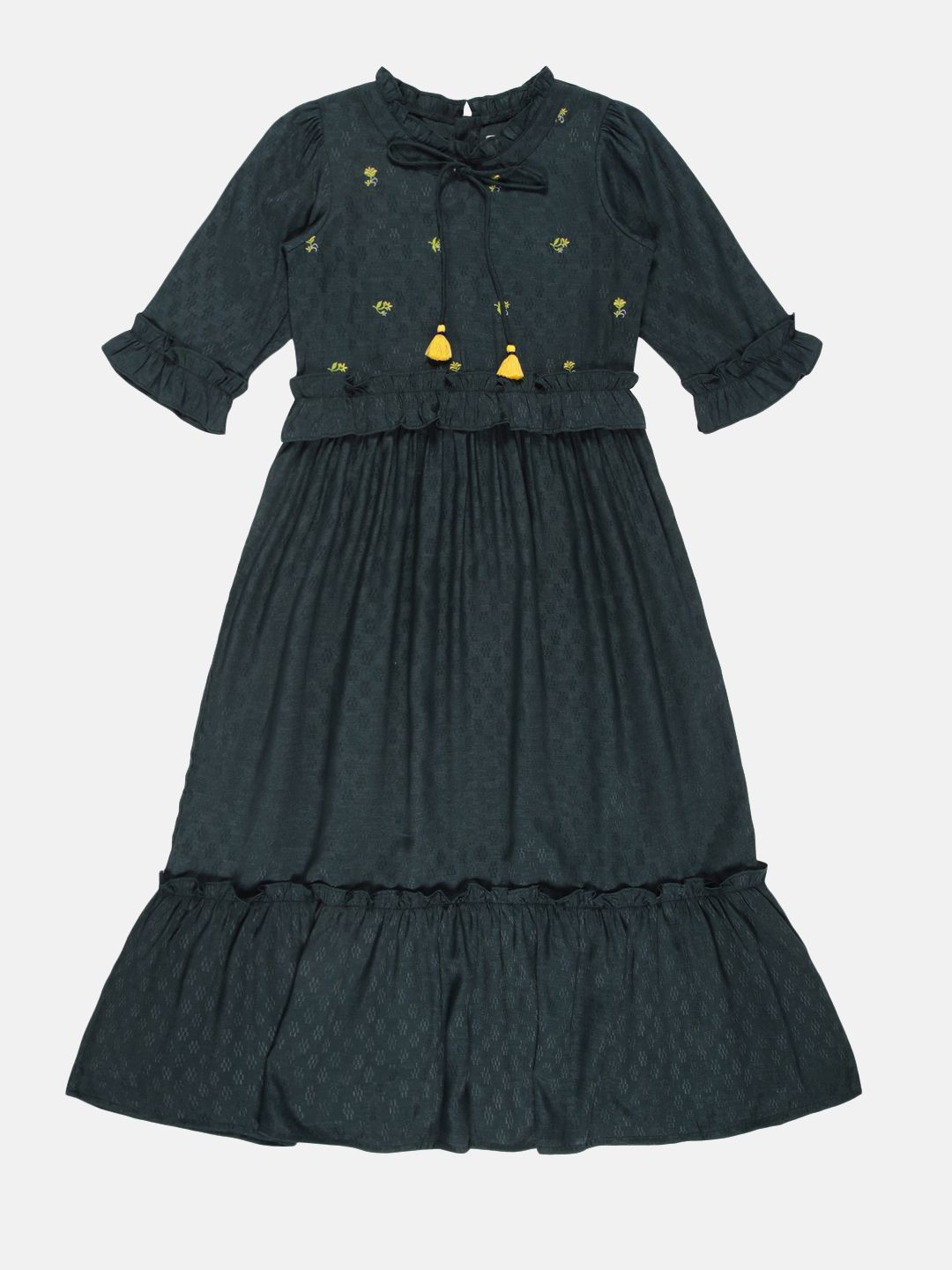 YOUNG BIRDS Women Floral Embroidery Fit & Flare Dress