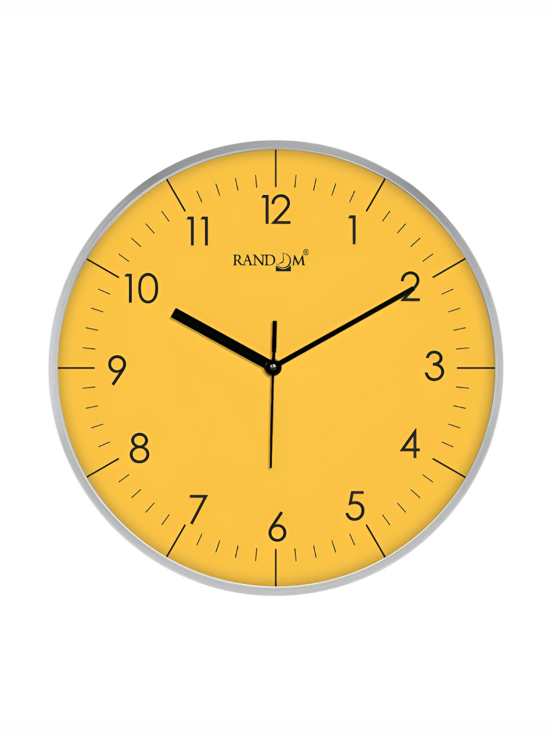 RANDOM Yellow & Silver-Toned Contemporary Wall Clock