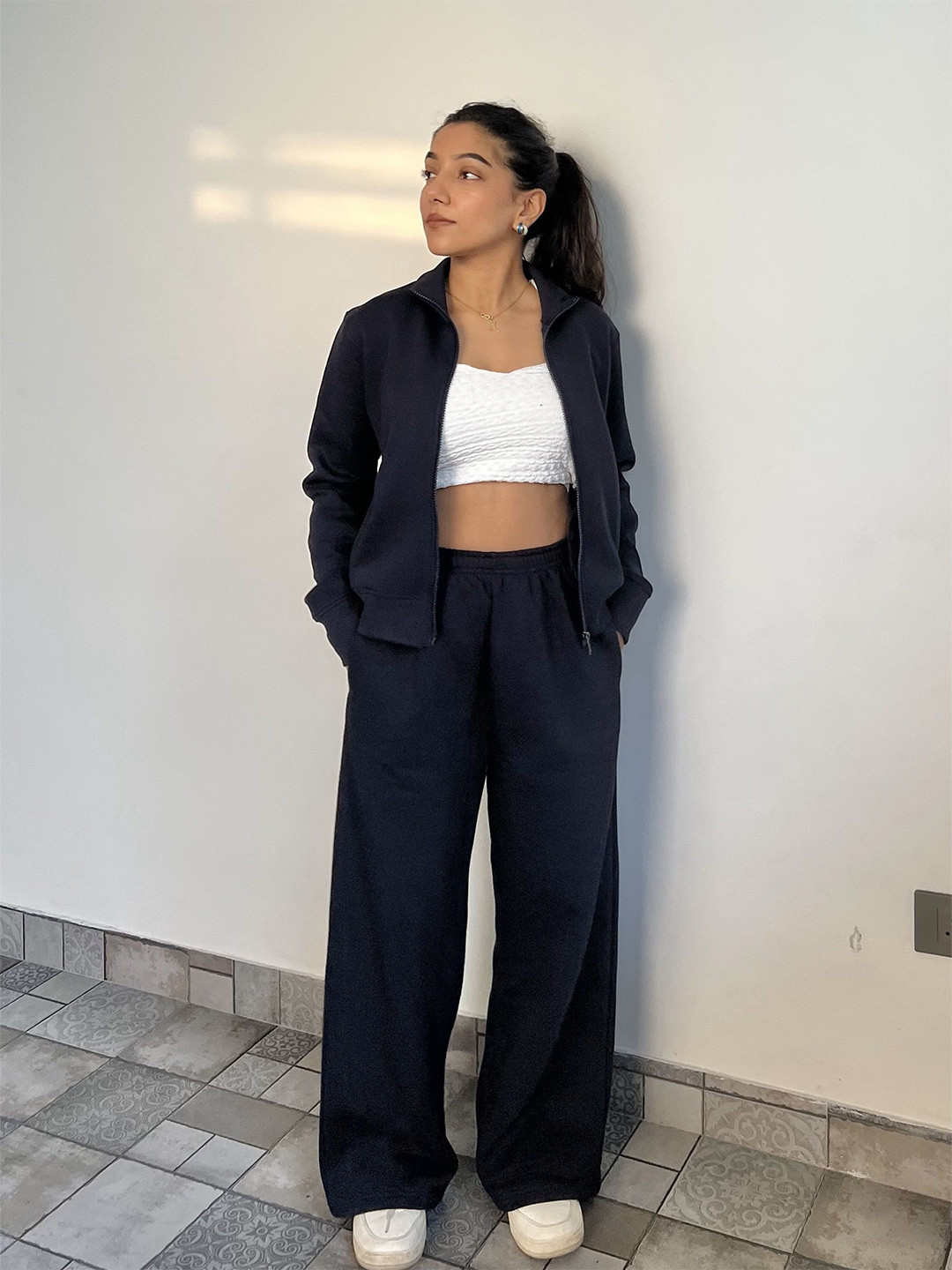 Obleka Sweatshirt With Trouser Pure Cotton Zipper Fleece Set