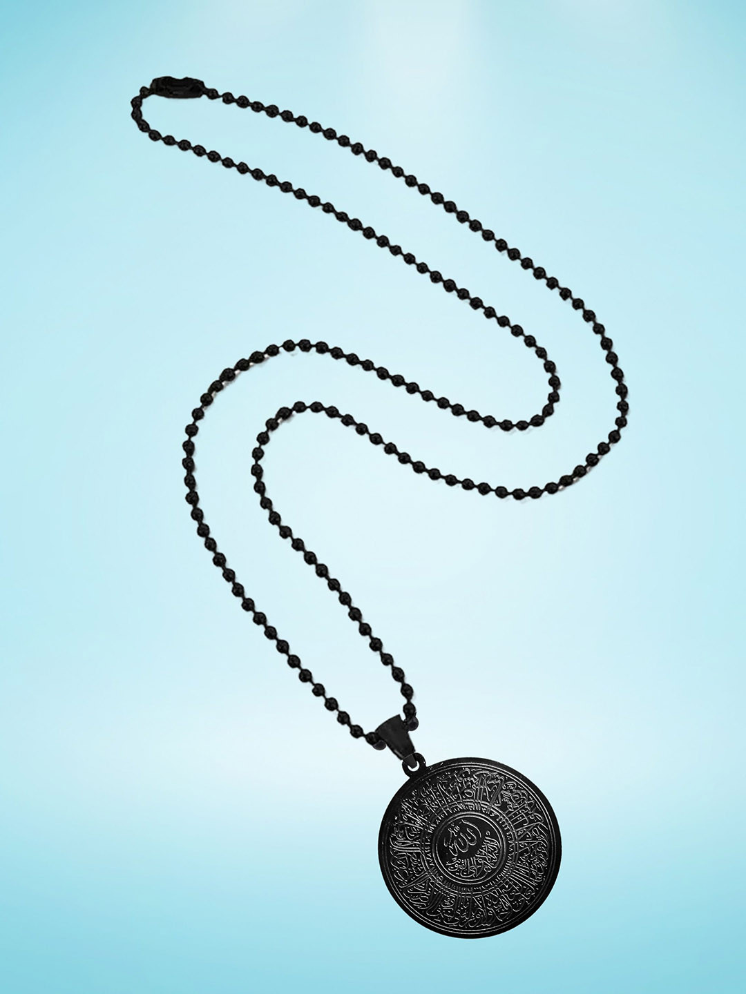 M Men Style Stainless Steel Circular Ayatul Kursi Engraving Pendants With Chain