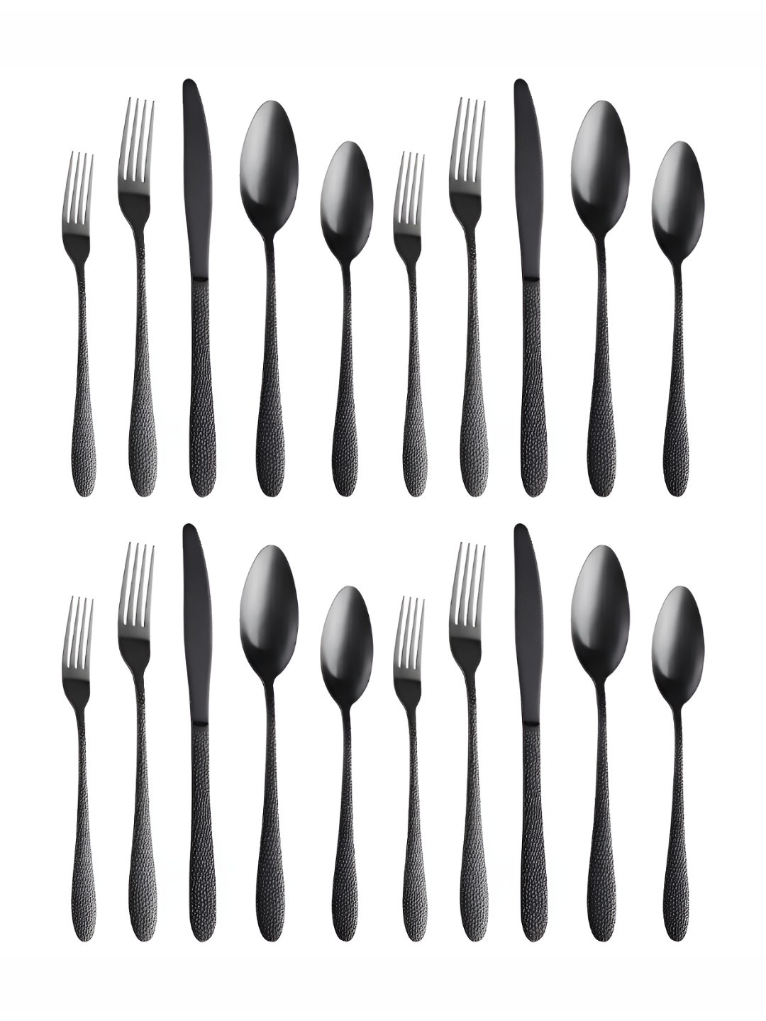 UniKart Black 20 Pieces Stainless Steel Matte Cutlery Set
