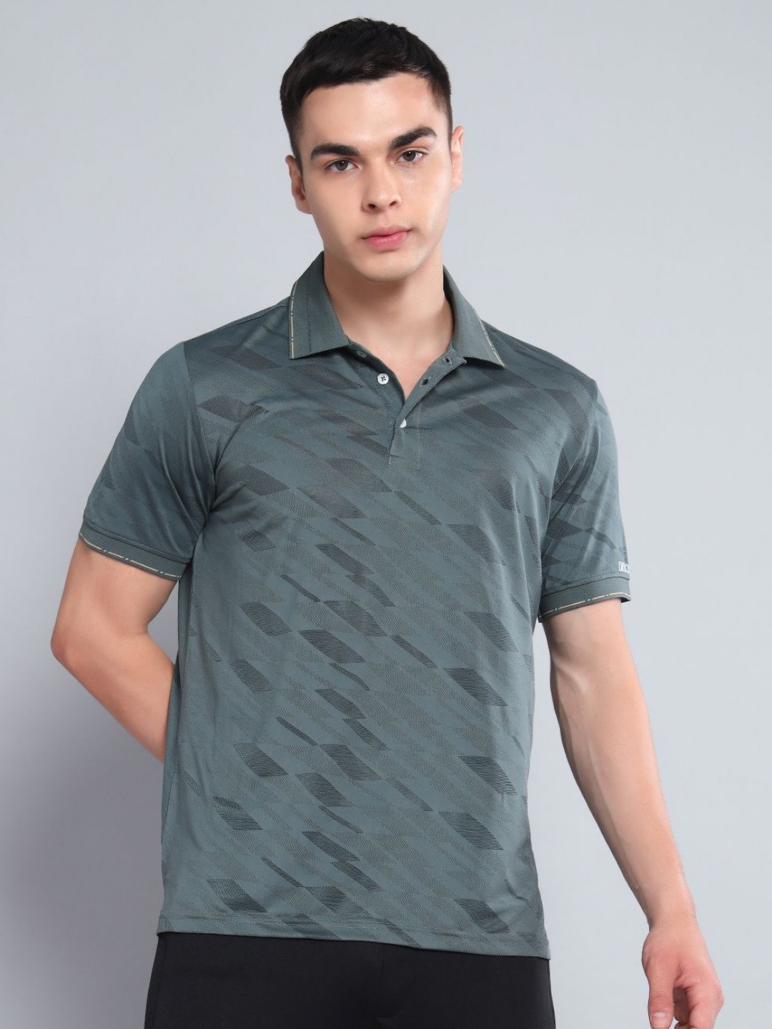 ENDEAVOUR WEAR Men Checked Polo Collar Tropical Dri-FIT Pockets T-shirt