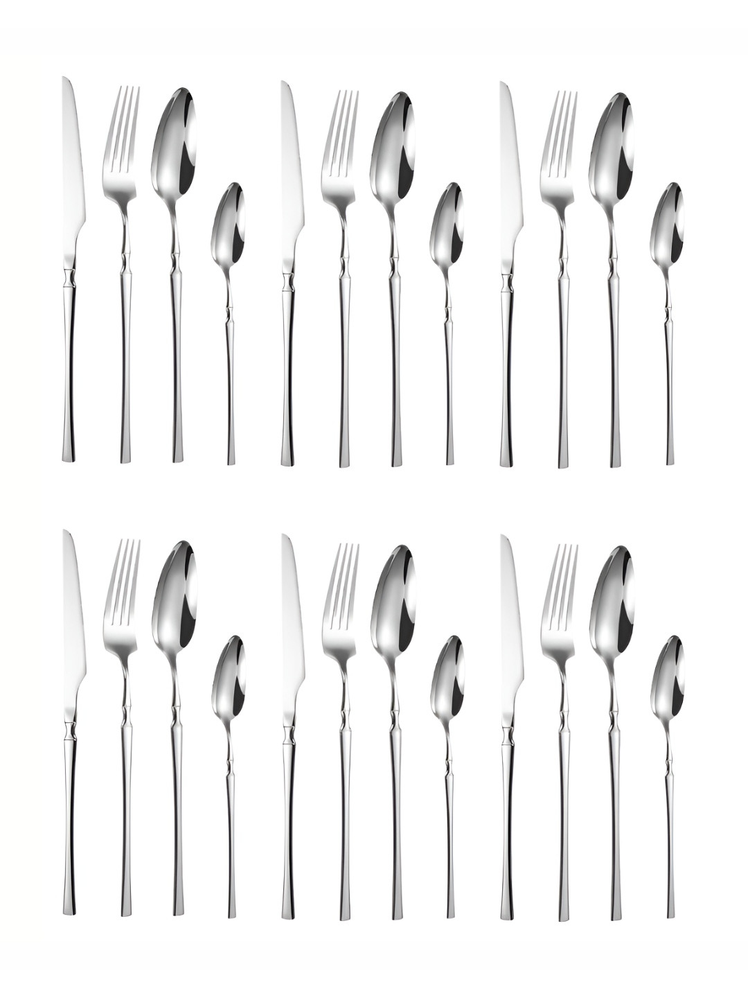 UniKart Silver-Toned 24 Pieces Stainless Steel Korean Vintage Style Cutlery Set