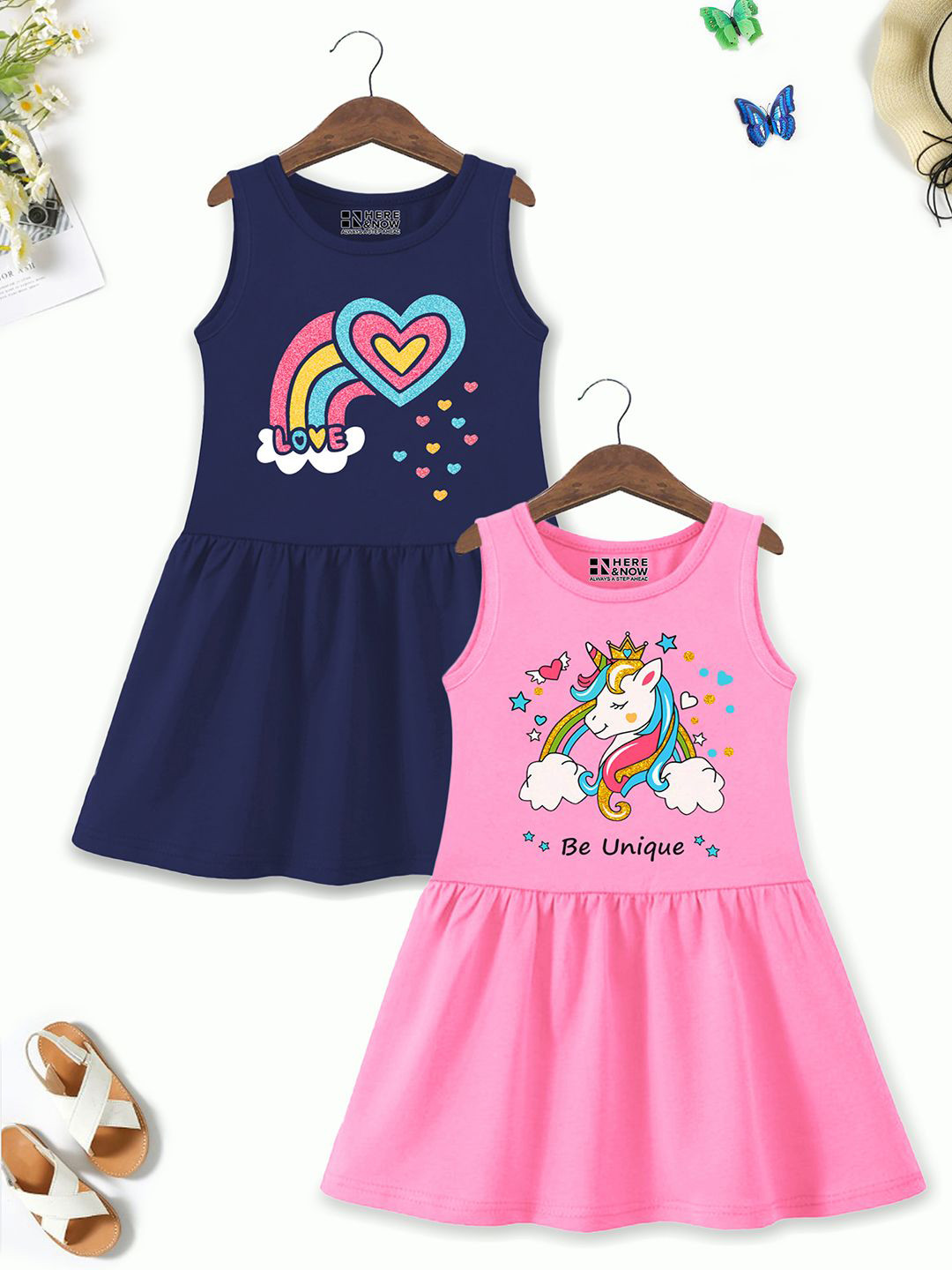 HERE&NOW Girl Pack Of 2 Print Fit & Flare Dress