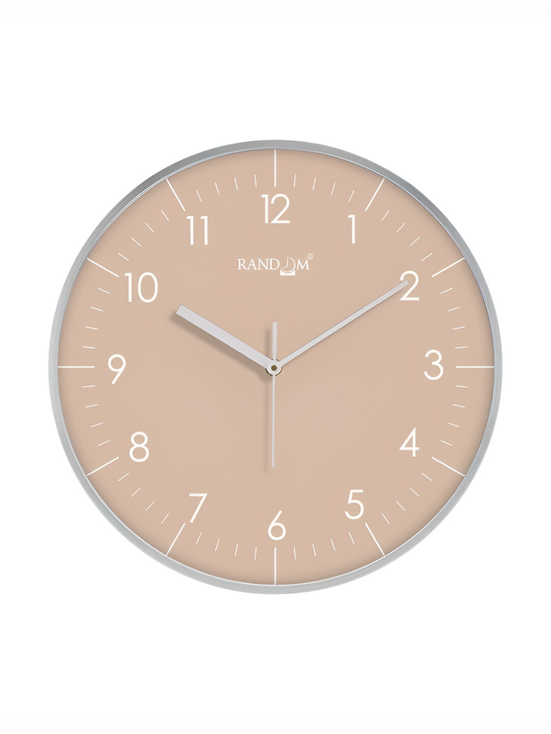 RANDOM Premium Collections Beige & Silver-Toned Printed Round Contemporary Wall Clock