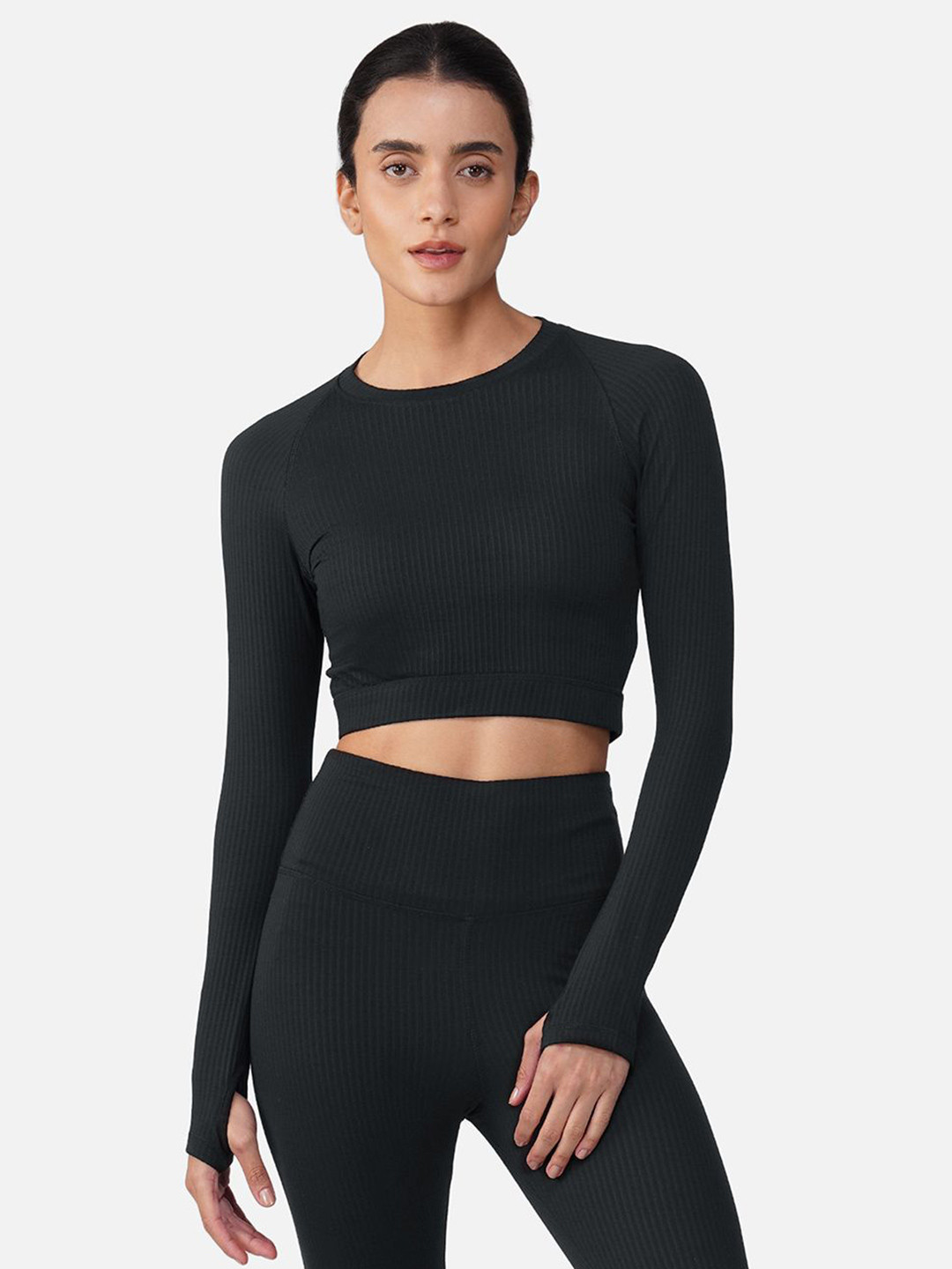 Wearjukebox Women Round Neck Fitted Crop Top