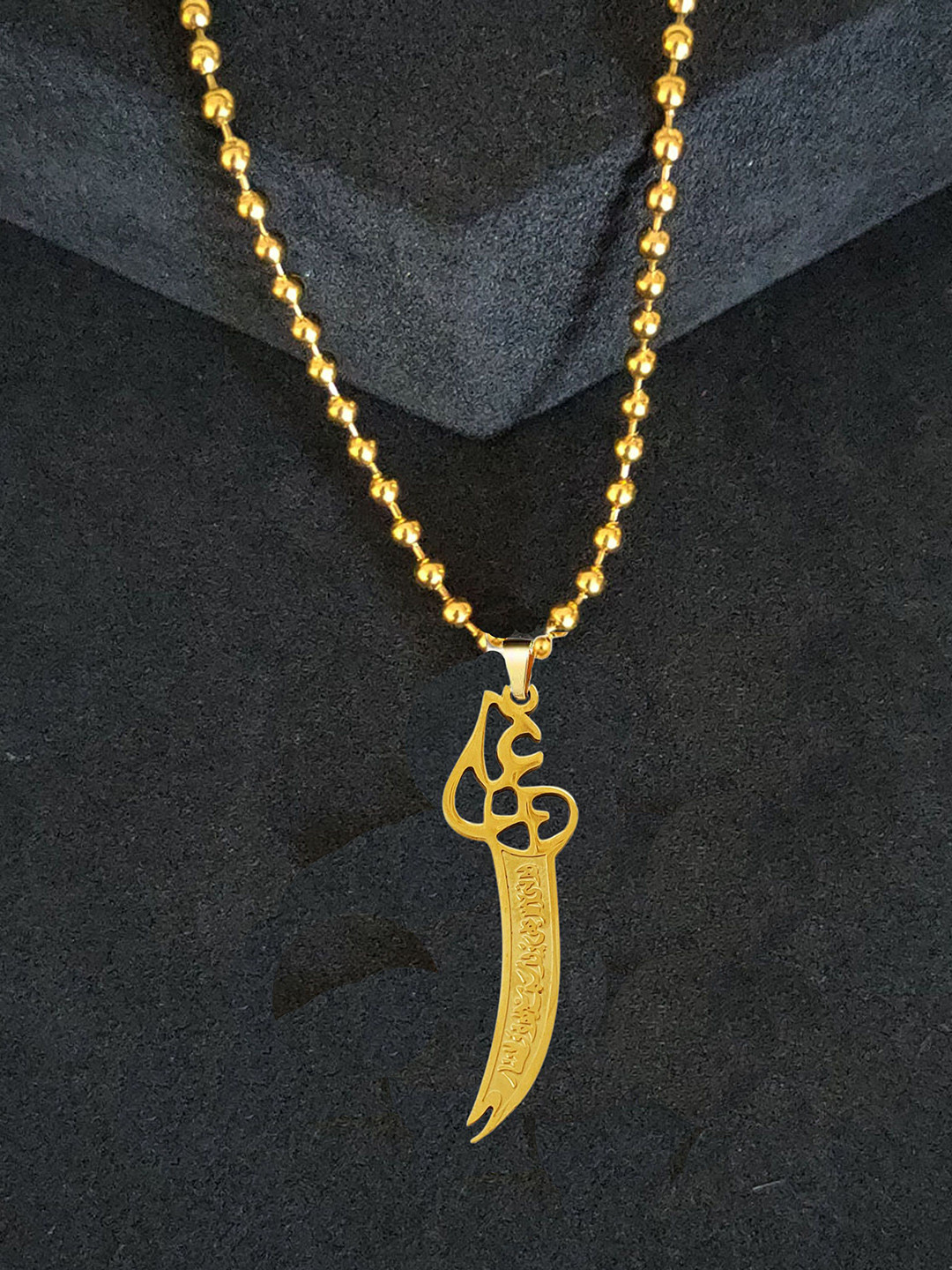 M Men Style Gold-Plated Stainless Steel Contemporary Religious Imam Ali Pendants