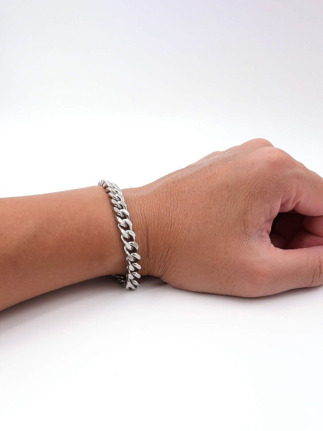 KRENOZ Men Stainless Steel Curb Chain Bracelet