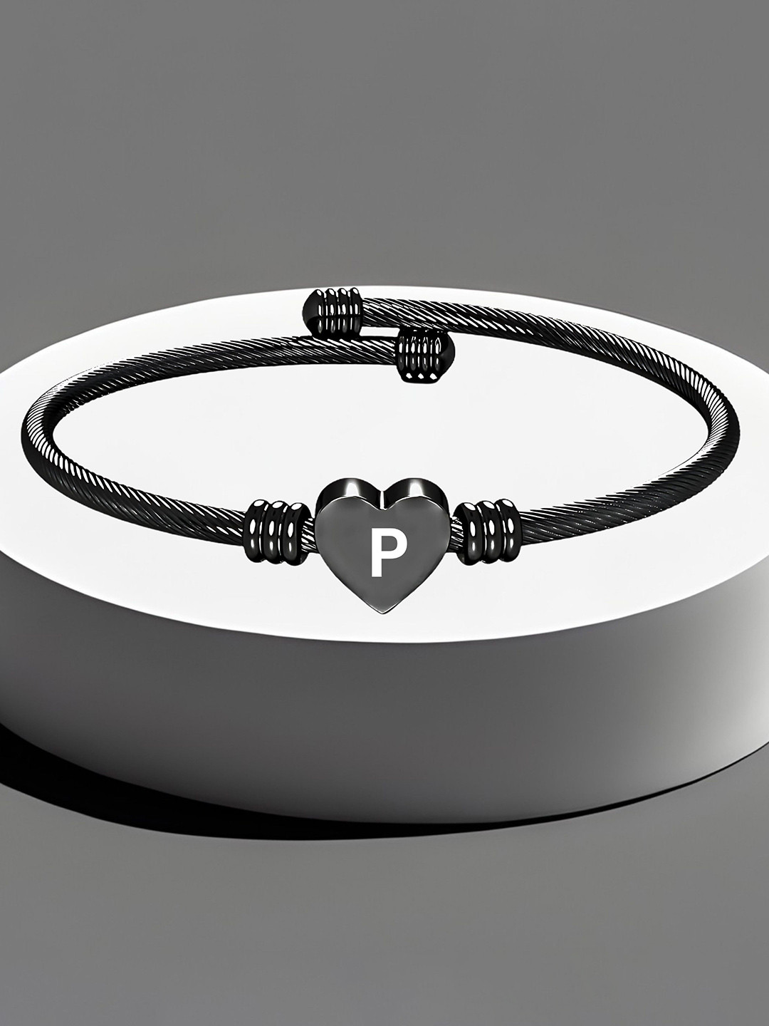 M Men Style Stainless Steel Engraved B Charm Bracelet