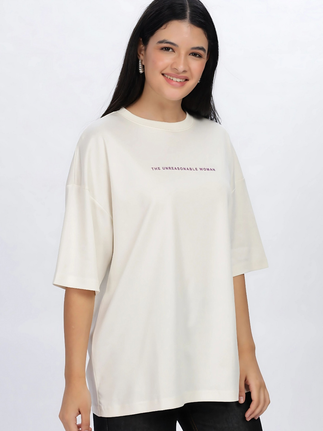 Sattired Women Supima Cotton Oversized Drop Shoulder T-shirt