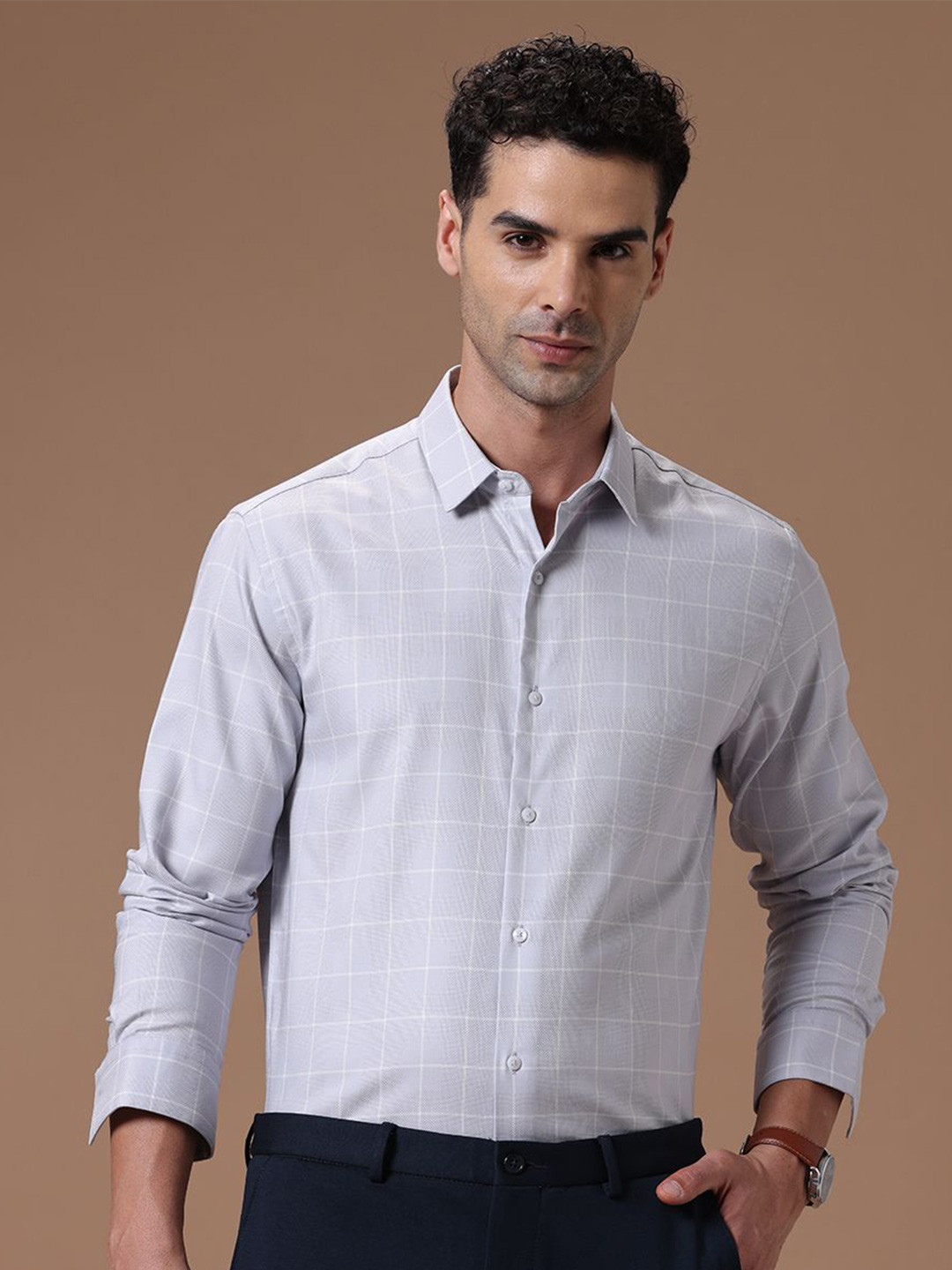 The Collection Men's Checked Full Sleeves Classic Fit Formal Shirt