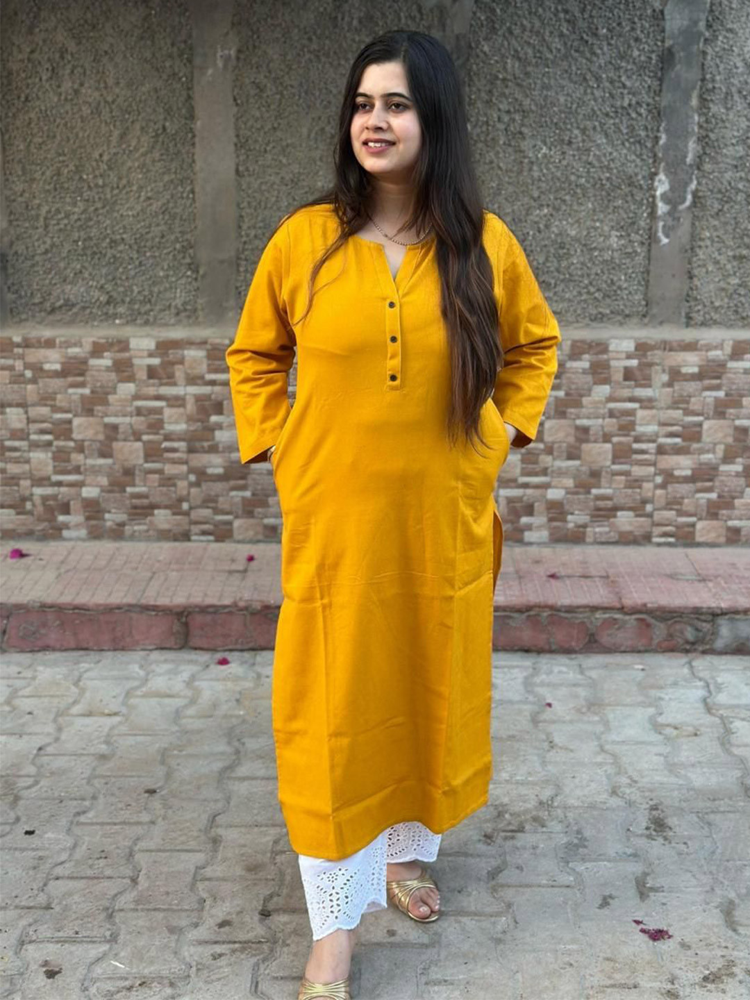 Vijaylaxmi Ethnic for Everyday Pure Cotton Notch Neck Straight Kurta