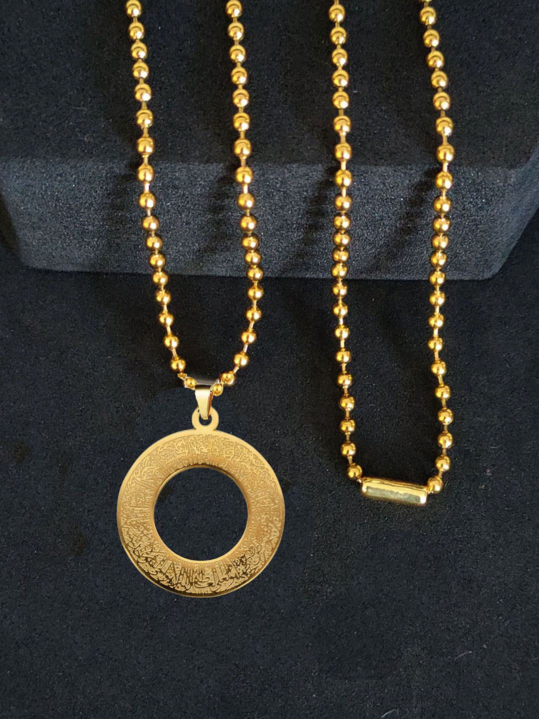 M Men Style Rose Gold-Plated Stainless Steel Engraving Arabic Pendant With Chain