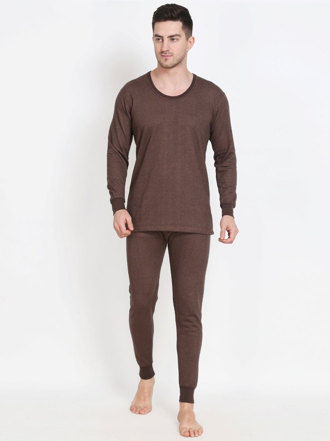 TOUCH WOOL Striped Cotton Thermal Set