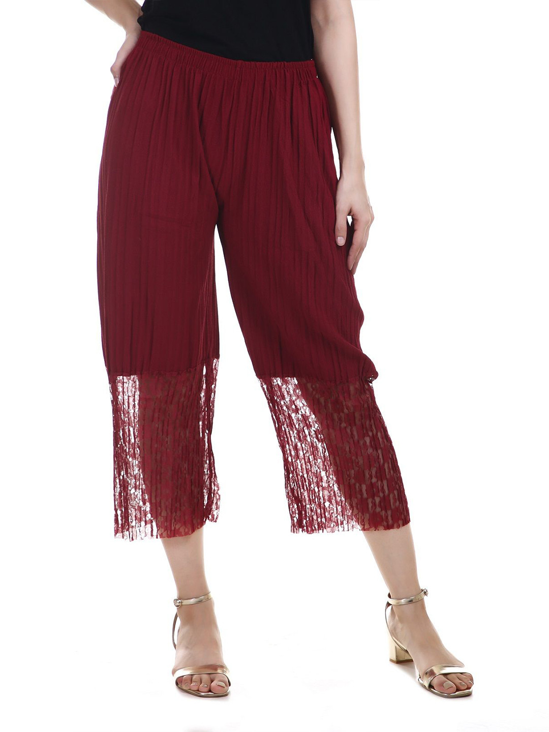 POLLOLOCO Women Mid-Rise Cotton Straight Fit Regular Trousers