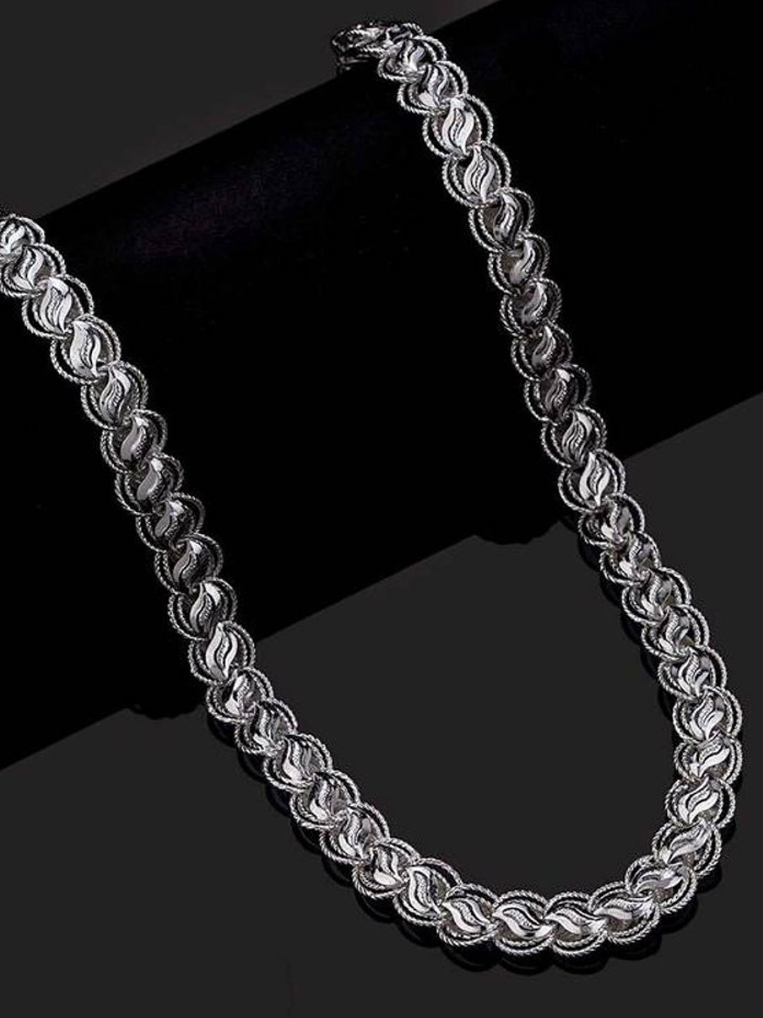 SANAA CREATIONS Unisex Silver-Plated Antique Snake Chain