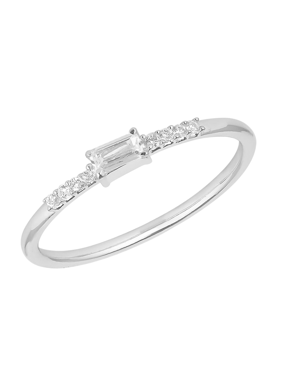 DressBerry Sliver Plated Cubic Zirconia Studded Finger Ring