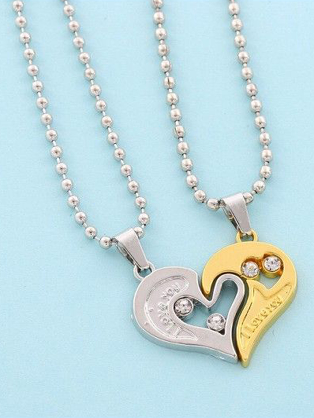 PASU FASHION Unisex Sterling Silver Promise Heart Shaped Pendant With Chain