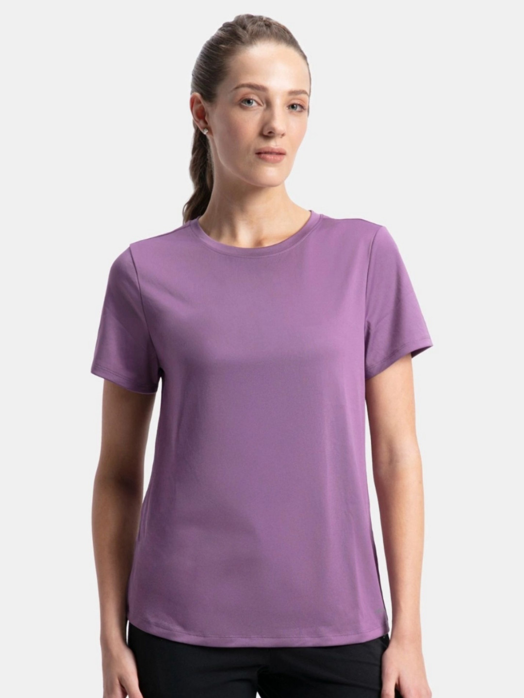 Jockey Microfiber Polyester Fabric Relaxed Fit Solid Round Neck Half Sleeve Tshirt-MW71