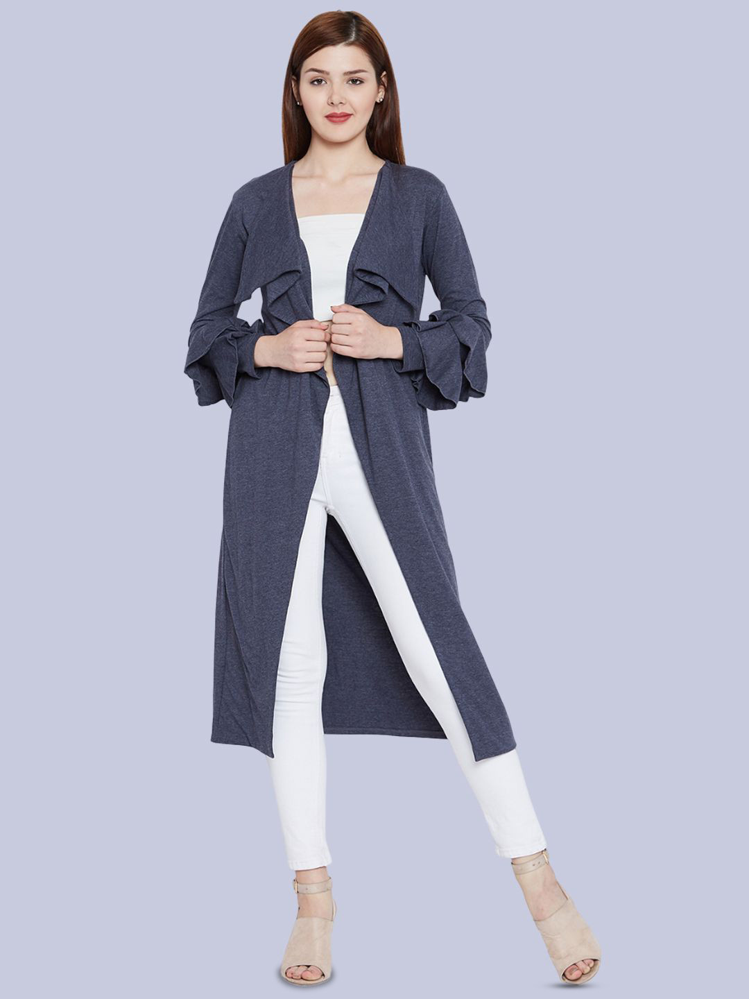 Hypernation Long Sleeves Longline Open Front Shrug