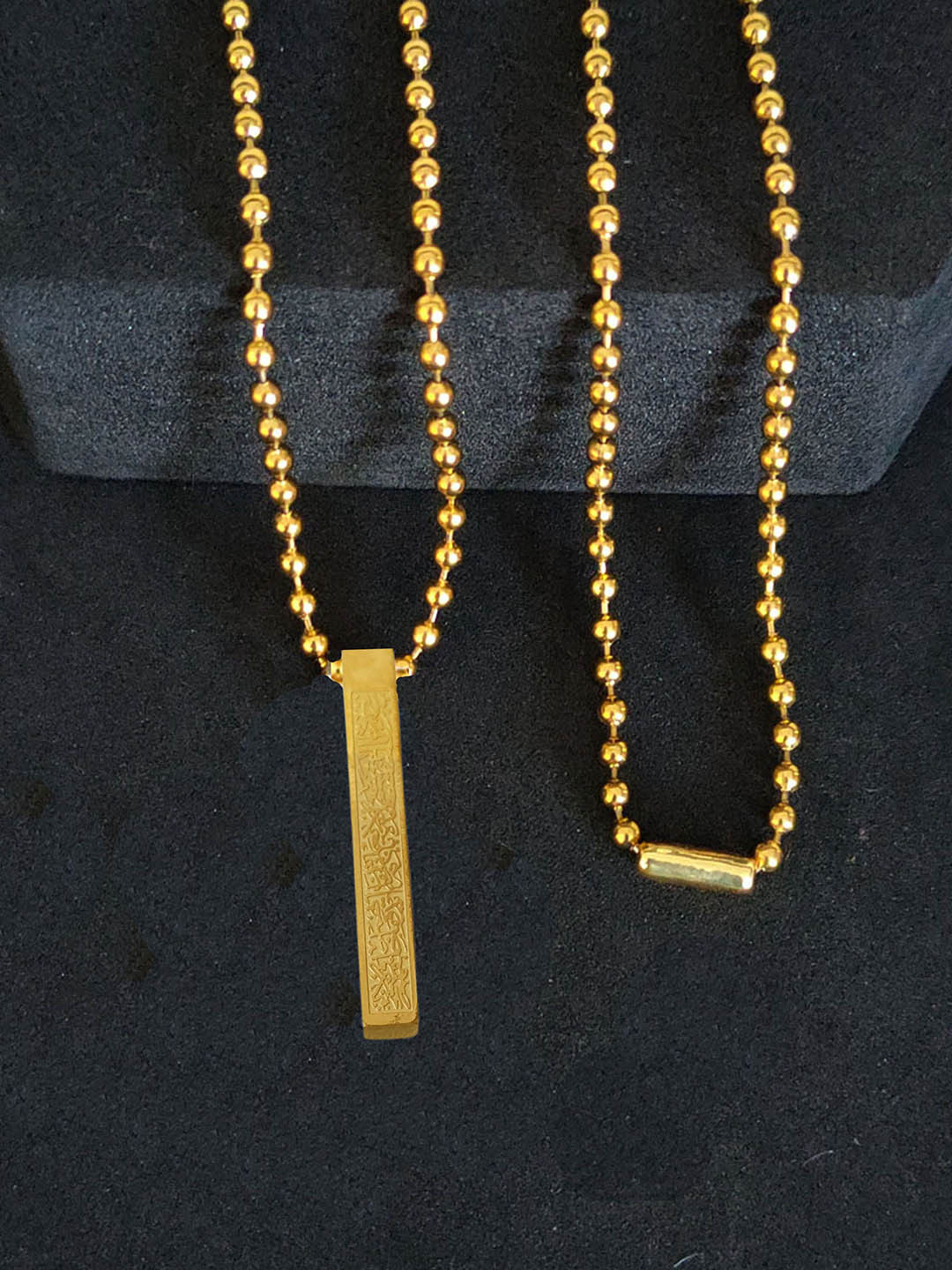 M Men Style Gold-Plated Stainless Steel Ayatul Kursi  Contemporary Pendants With Chain