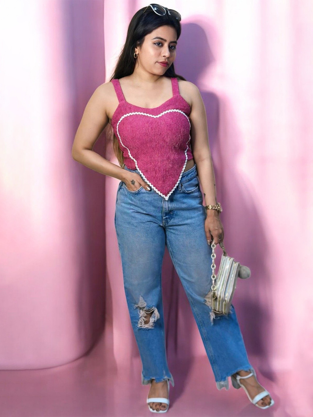 HOW House Of Wear Women Pink Crop Top