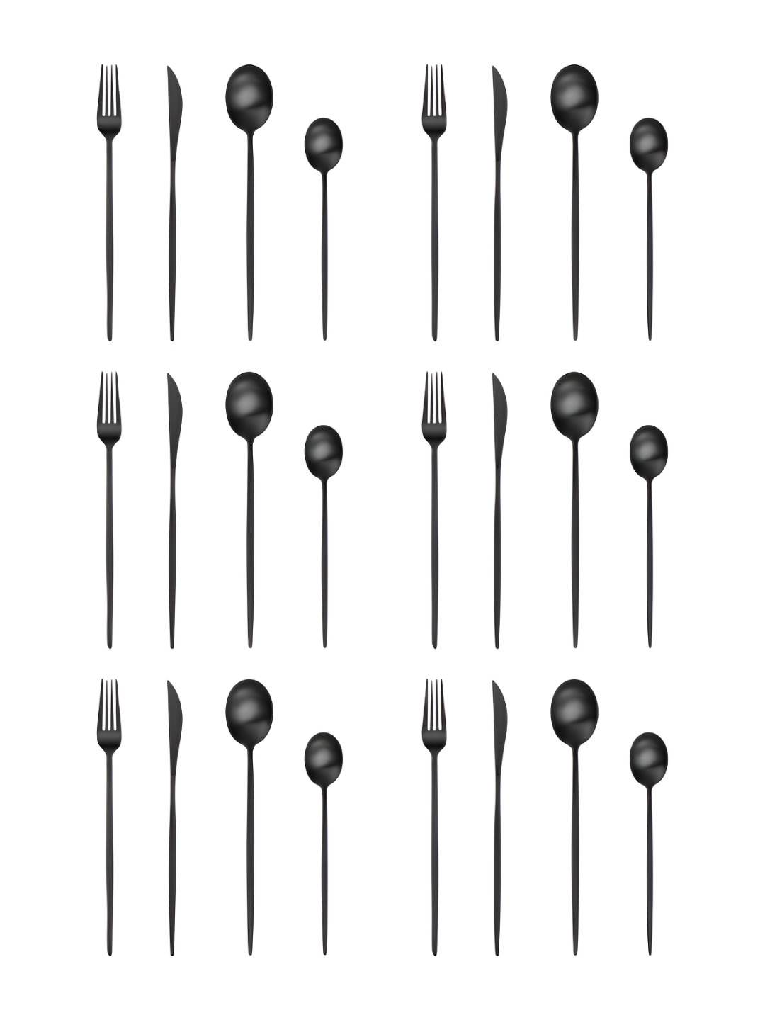 UniKart Black 24 Pieces Printed Stainless Steel Matte Cutlery Set