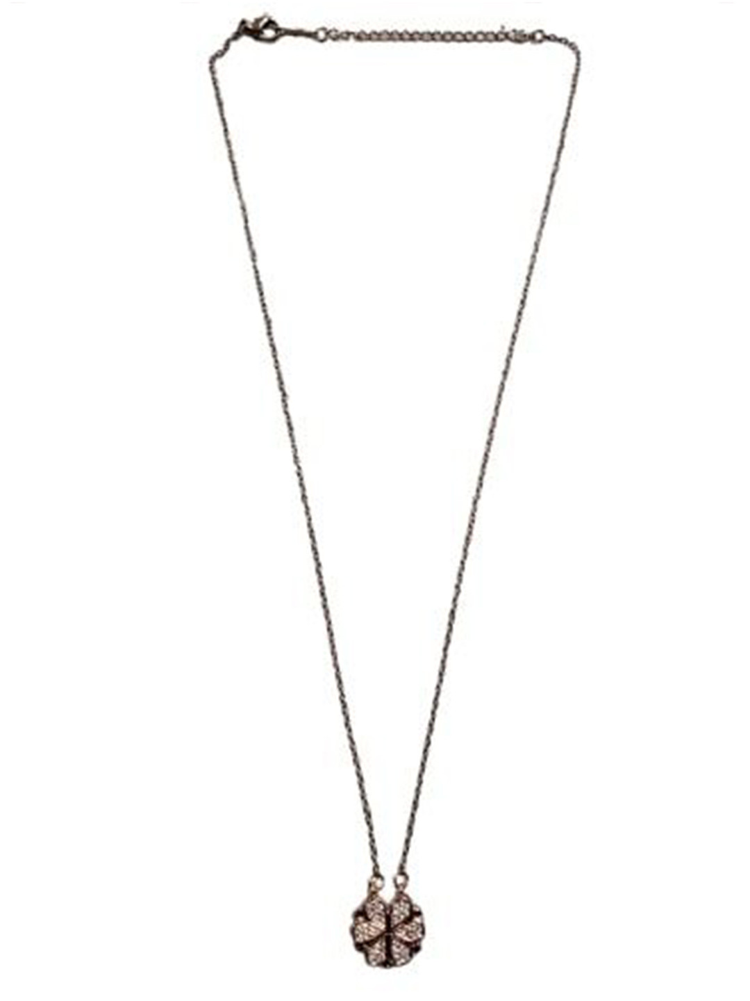 Azaayah Gold-Plated Crystals Studded Clover Heart Minimal Necklace