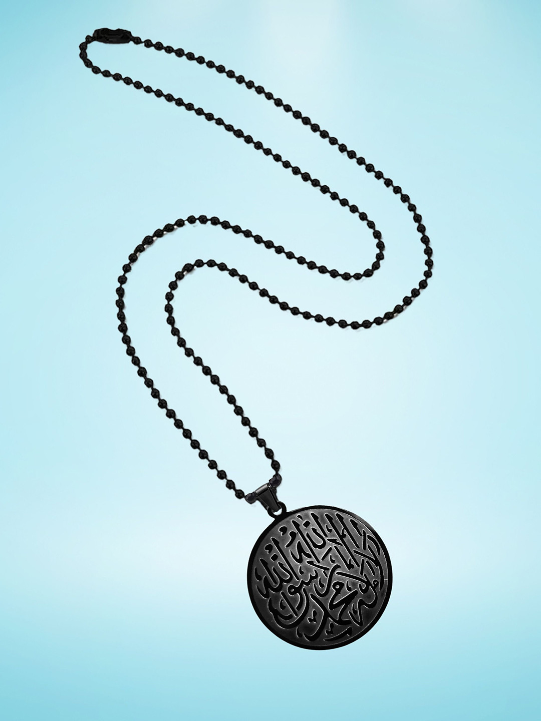 M Men Style Silver-Plated Stainless Steel Engraved Shahada Pendants With Chains