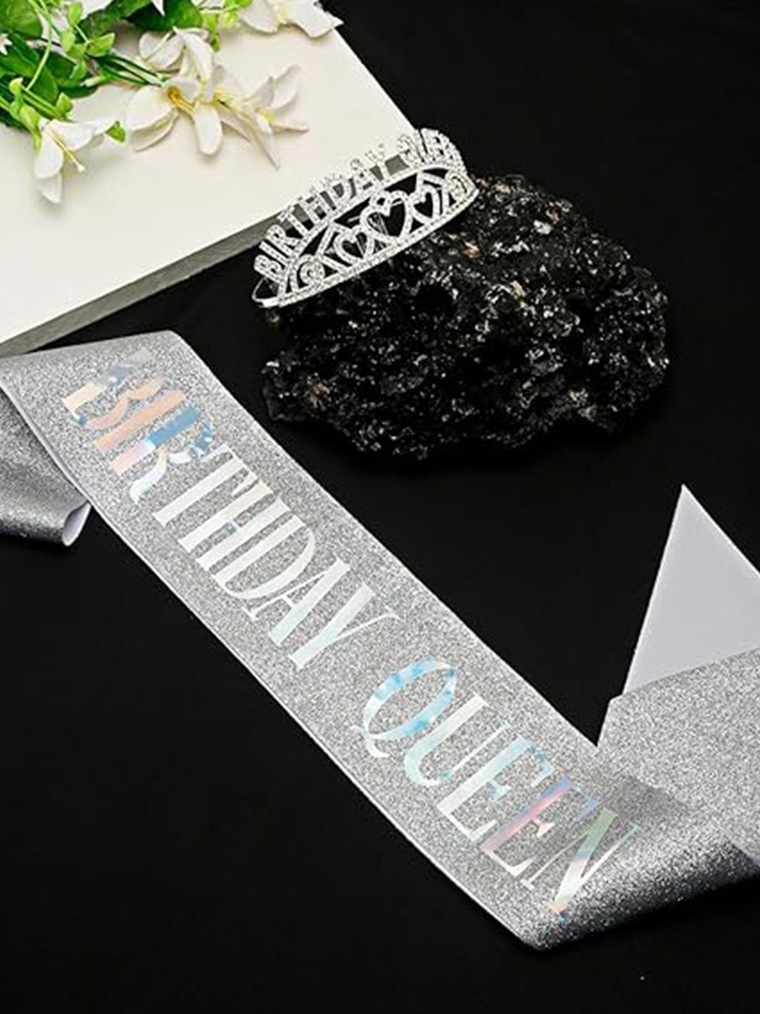 YouBella Women Rhinestone Tiara with 'Birthday Queen' Sash
