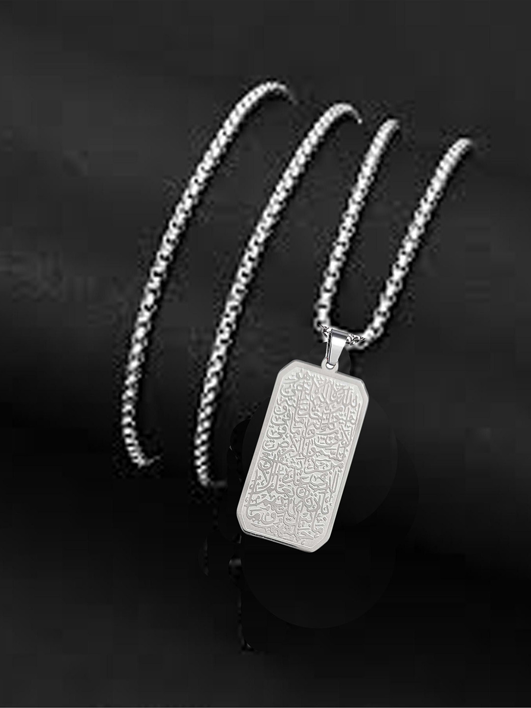 M Men Style Stainless Steel Engraving Arabic Pendant With Chain