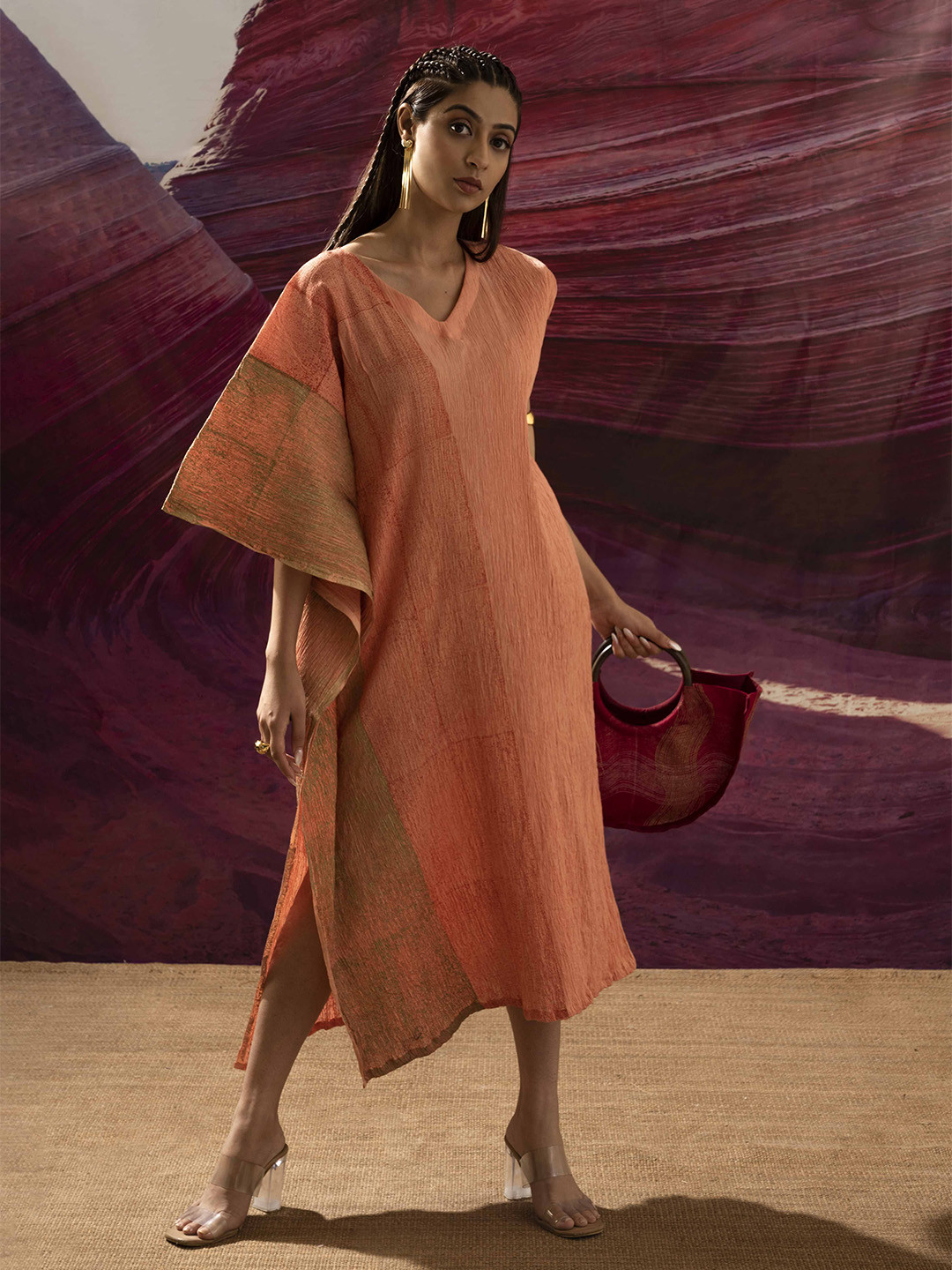 Banana Labs Print Flared Sleeve Kaftan Dress